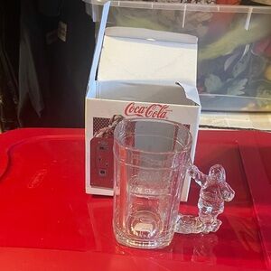 Coca Cola Clear Glass Mug with Santa Handle